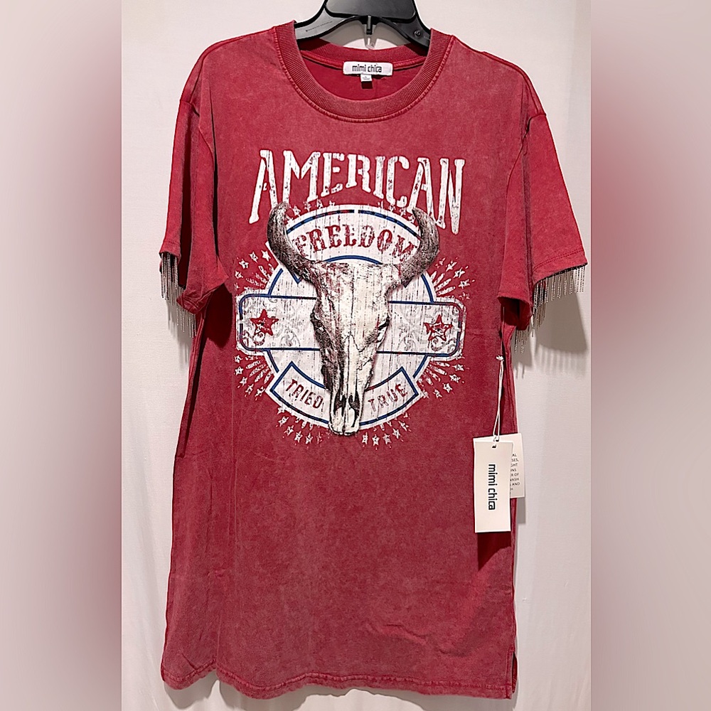 Mimi Chica Red Graphic T-Shirt Dress - size XL